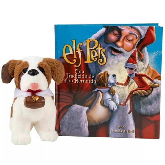 NWT - Elf Pets: A St. Bernard Tradition Plush St. Bernard and Hardcover Book - Picture 3 of 3